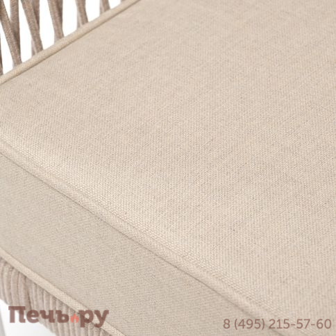 "Канны" кресло плетеное из роупа, каркас алюминий белый муар, роуп бежевый круглый, ткань бежевая 15052 фото 7