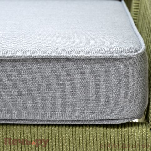 "Канны" кресло плетеное из роупа, каркас алюминий светло-серый (RAL7035) муар, роуп салатовый меланж круглый, ткань светло-серая фото 4