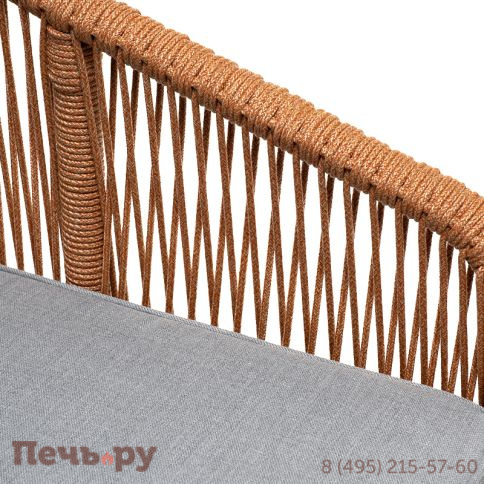 "Канны" кресло плетеное из роупа, каркас алюминий светло-серый (RAL7035) муар, роуп светло-серый круглый, ткань светло-серая фото 7