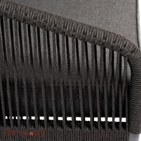 "Канны" кресло плетеное из роупа, каркас алюминий темно-серый (RAL7024) муар, роуп темно-серый круглый, ткань темно-серая 027 фото 5