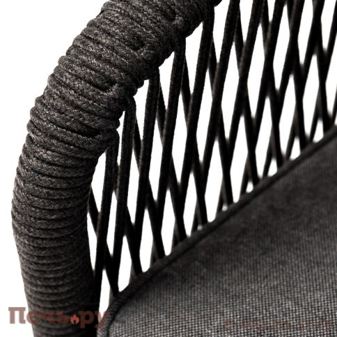 "Канны" кресло плетеное из роупа, каркас алюминий темно-серый (RAL7024) муар, роуп темно-серый круглый, ткань темно-серая 027 фото 6