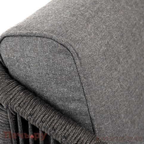 "Канны" кресло плетеное из роупа, каркас алюминий темно-серый (RAL7024) муар, роуп темно-серый круглый, ткань темно-серая 027 фото 8