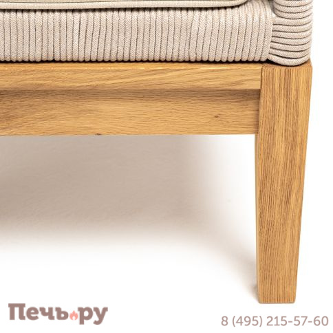 "Канны" кресло плетеное из роупа, основание дуб, роуп бежевый круглый, ткань бежевая 052 фото 4