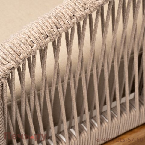 "Канны" кресло плетеное из роупа, основание дуб, роуп бежевый круглый, ткань бежевая 052 фото 5