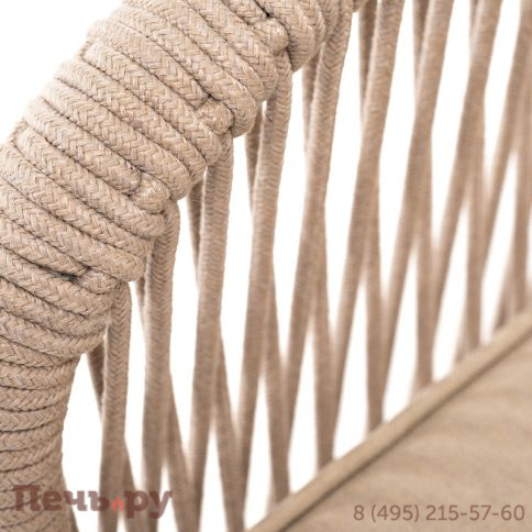 "Канны" кресло плетеное из роупа, основание дуб, роуп бежевый круглый, ткань бежевая 052 фото 7