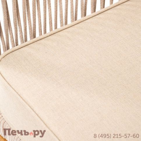 "Канны" кресло плетеное из роупа, основание дуб, роуп бежевый круглый, ткань бежевая 052 фото 8