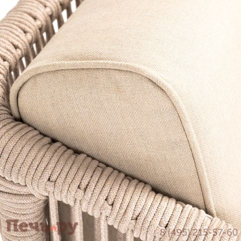 "Канны" кресло плетеное из роупа, основание дуб, роуп бежевый круглый, ткань бежевая 052 фото 9