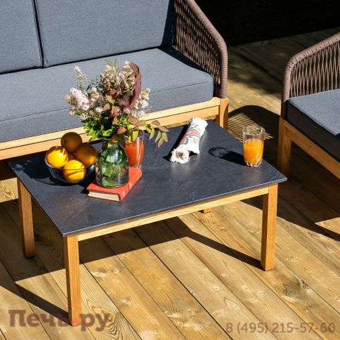 Лаунж-зона 4SiS Канны 4-местная из роупа со столиком Канны (серый гранит), основание дуб, роуп коричневый фото 11