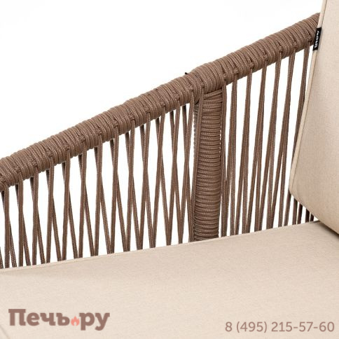 Лаунж-зона 4SiS Канны 4-местная из роупа со столом Гранада (серый гранит), основание дуб, роуп коричневый, ткань бежевая фото 6