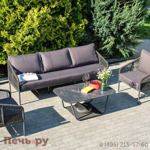 Лаунж-зона 4SiS Канны 5-местная плетеная из роупа (веревки), цвет темно-серый фото 11