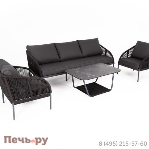 Лаунж-зона 4SiS Канны 5-местная плетеная из роупа (веревки), цвет темно-серый фото 3