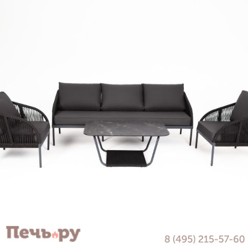 Лаунж-зона 4SiS Канны 5-местная плетеная из роупа (веревки), цвет темно-серый фото 4