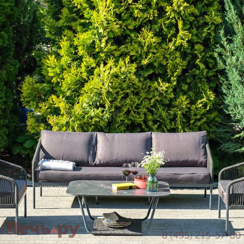 Лаунж-зона 4SiS Канны 5-местная плетеная из роупа (веревки), цвет темно-серый фото 5