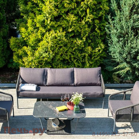 Лаунж-зона 4SiS Канны 5-местная плетеная из роупа (веревки), цвет темно-серый фото 6