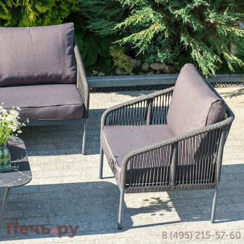 Лаунж-зона 4SiS Канны 5-местная плетеная из роупа (веревки), цвет темно-серый фото 7