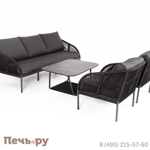 Лаунж-зона 4SiS Канны 5-местная плетеная из роупа (веревки), цвет темно-серый фото