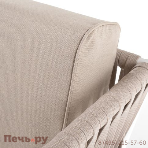 "Касабланка" диван 2-местный плетеный из роупа, каркас алюминий белый муар, роуп бежевый 20мм, ткань бежевая 15052 фото 12