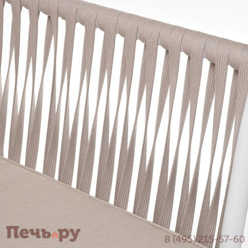 "Касабланка" диван 2-местный плетеный из роупа, каркас алюминий белый муар, роуп бежевый 20мм, ткань бежевая 15052 фото 8