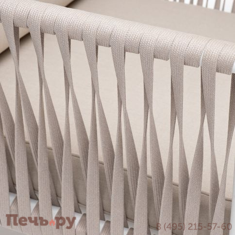 "Касабланка" кресло плетеное из роупа, каркас алюминий белый муар, роуп бежевый 20мм, ткань бежевая 15052 фото 5