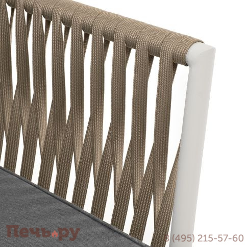 "Касабланка" кресло плетеное из роупа, каркас алюминий светло-серый (RAL7035) муар, роуп серо-коричневый 23мм, ткань серая 017 фото 4