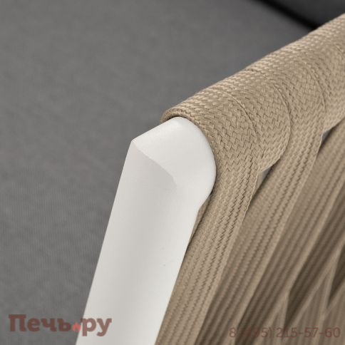 "Касабланка" кресло плетеное из роупа, каркас алюминий светло-серый (RAL7035) муар, роуп серо-коричневый 23мм, ткань серая 017 фото 5