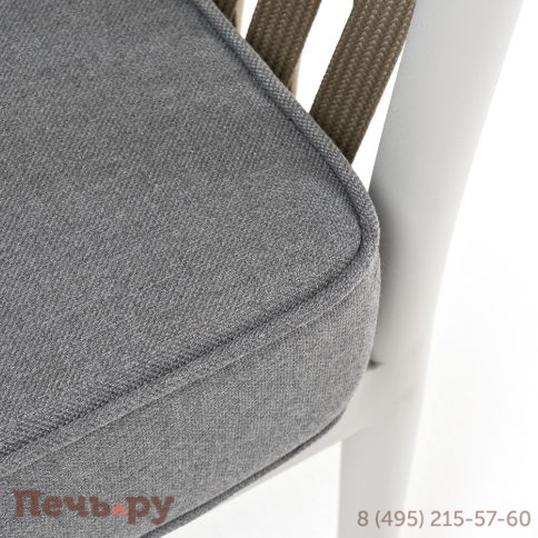 "Касабланка" кресло плетеное из роупа, каркас алюминий светло-серый (RAL7035) муар, роуп серо-коричневый 23мм, ткань серая 017 фото 6