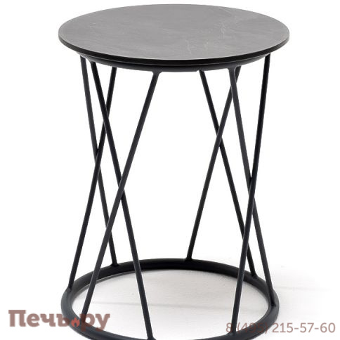 "Колумбия" журнальный стол из HPL круглый Ø40 H55, каркас из стали темно-серый (RAL 7024) муар, цвет столешницы "серый гранит" фото