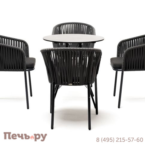 "Конте" обеденная группа на 4 персоны, круглый стол, цвет "серый гранит" фото 2