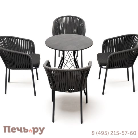 "Конте" обеденная группа на 4 персоны, круглый стол, цвет "серый гранит" фото 3