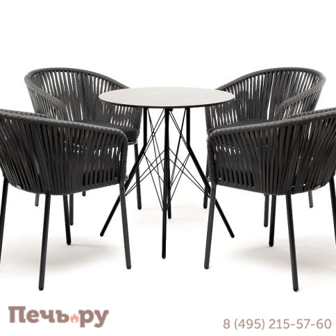"Конте" обеденная группа на 4 персоны, круглый стол, цвет "серый гранит" фото 4