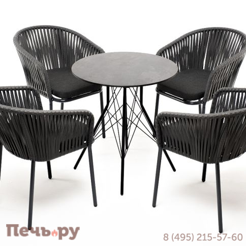 "Конте" обеденная группа на 4 персоны, круглый стол, цвет "серый гранит" фото