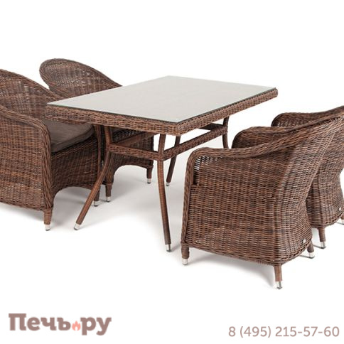 "Латте–140 R" обеденная группа плетеная, цвет коричневый фото