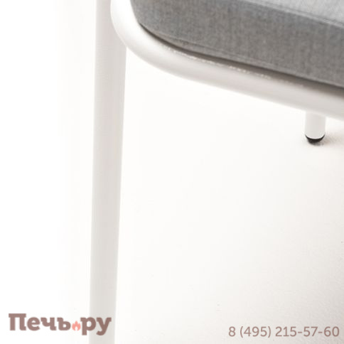 "Лион" стул плетеный из роупа, каркас из стали светло-серый (RAL7035) муар, роуп оранжевый меланж круглый, ткань светло-серая фото 7