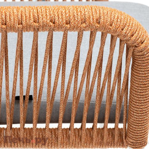 "Лион" стул плетеный из роупа, каркас из стали светло-серый (RAL7035) муар, роуп оранжевый меланж круглый, ткань светло-серая фото 8