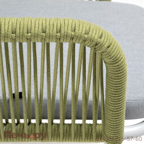 "Лион" стул плетеный из роупа, каркас из стали светло-серый (RAL7035) муар, роуп салатовый меланж круглый, ткань светло-серая фото 8