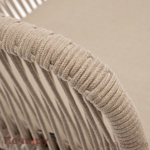 "Лион" стул плетеный из роупа, основание дуб, роуп бежевый круглый, ткань бежевая фото 5