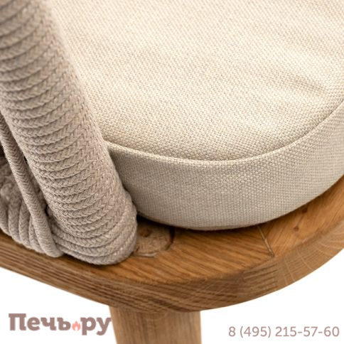 "Лион" стул плетеный из роупа, основание дуб, роуп бежевый круглый, ткань бежевая фото 6