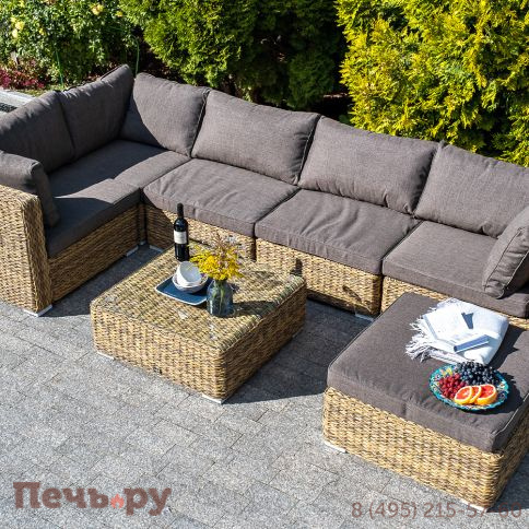 "Лунго" модуль диванный прямой с подушками, цвет соломенный (гиацинт) фото 11