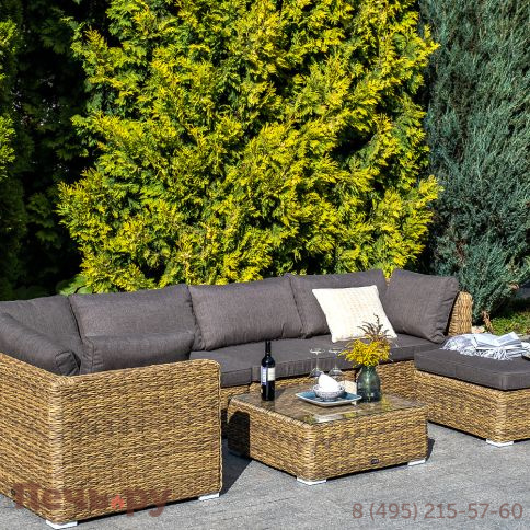 "Лунго" модуль диванный прямой с подушками, цвет соломенный (гиацинт) фото 5