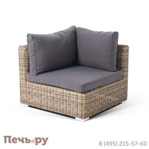 "Лунго" модуль диванный угловой с подушками, цвет соломенный фото