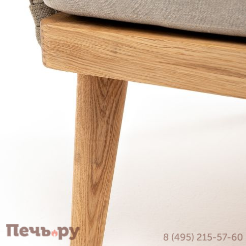 "Мальорка" кресло плетеное из роупа, основание дуб, роуп серо-коричневый 23мм, ткань бежевая 052 фото 10