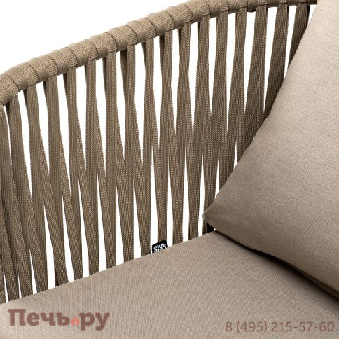 "Мальорка" кресло плетеное из роупа, основание дуб, роуп серо-коричневый 23мм, ткань бежевая 052 фото 4