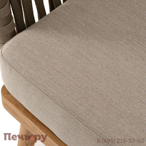 "Мальорка" кресло плетеное из роупа, основание дуб, роуп серо-коричневый 23мм, ткань бежевая 052 фото 7