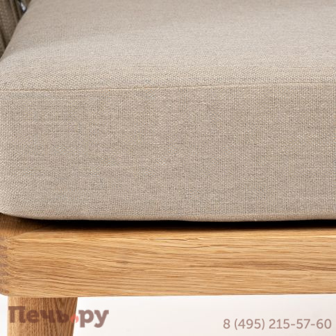 "Мальорка" кресло плетеное из роупа, основание дуб, роуп серо-коричневый 23мм, ткань бежевая 052 фото 8