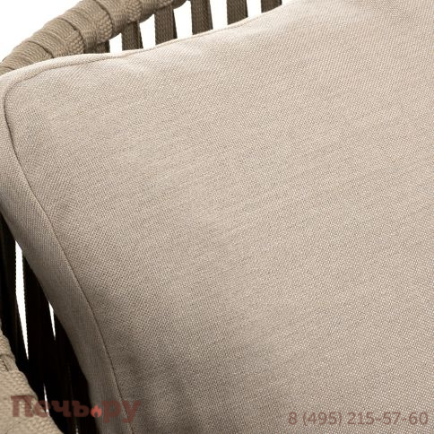 "Мальорка" кресло плетеное из роупа, основание дуб, роуп серо-коричневый 23мм, ткань бежевая 052 фото 9