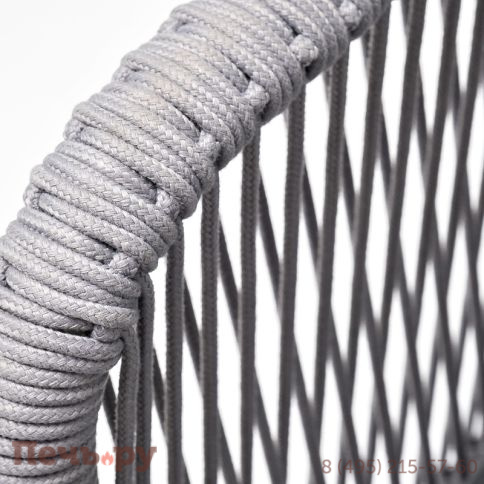 "Марсель" стул плетеный из роупа, каркас алюминий белый муар, роуп светло-серый круглый, ткань светло-серая фото 5