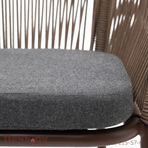 "Марсель" стул плетеный из роупа, каркас алюминий коричневый (RAL8016) муар, роуп коричневый круглый, ткань темно-серая 027 фото 7