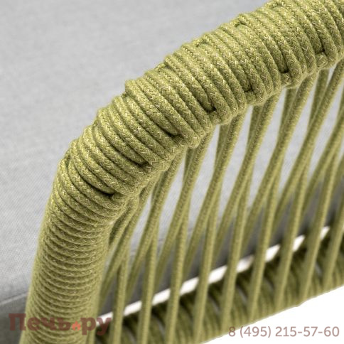 "Марсель" стул плетеный из роупа, каркас алюминий светло-серый (RAL7035) шагрень, роуп салатовый меланж круглый, ткань светло-серая	 фото 4