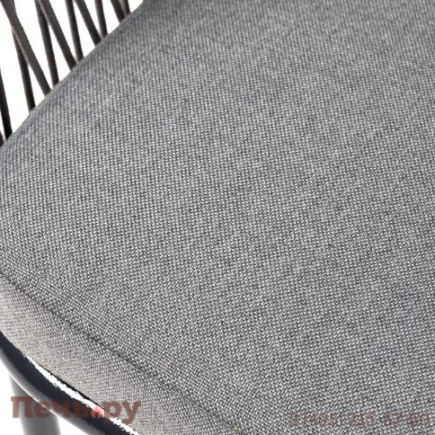 "Марсель" стул плетеный из роупа, каркас алюминий темно-серый (RAL7024) муар, роуп светло-серый круглый, ткань светло-серая фото 6