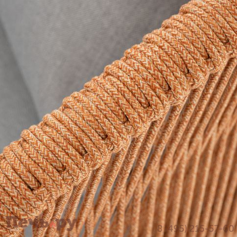 "Милан" диван 2-местный плетеный из роупа, каркас алюминий светло-серый (RAL7035) муар, роуп оранжевый меланж круглый, ткань светло-серая фото 6